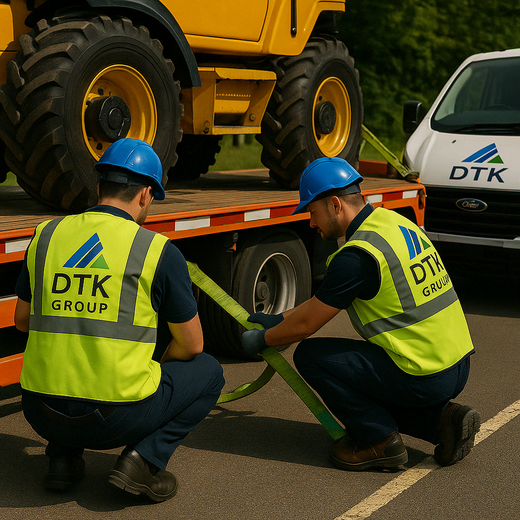 Two DTK Group workers using mini plant machinery for trenching and civil engineering support